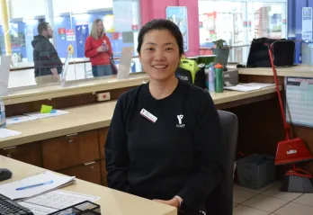 Euna at desk