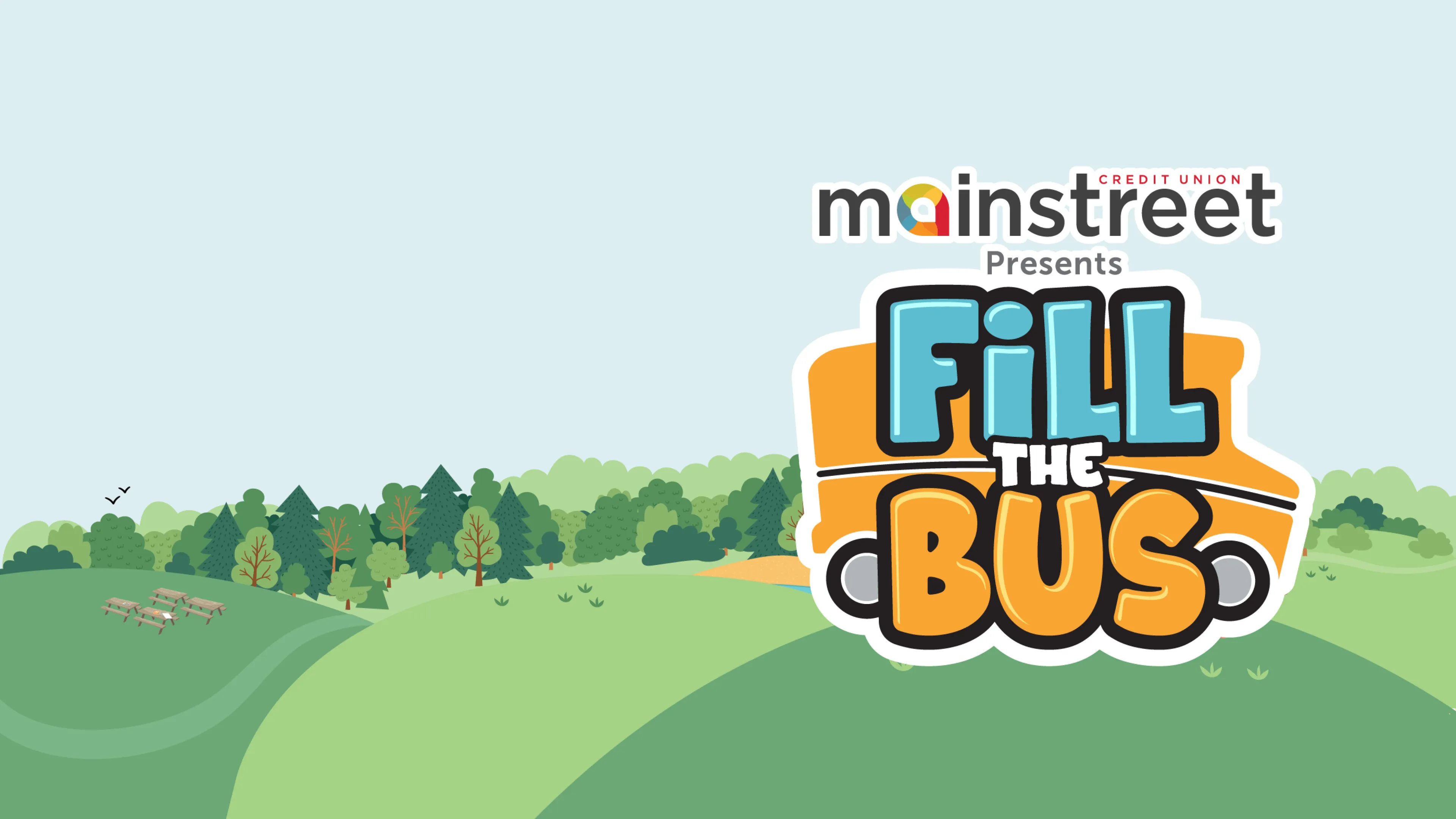 Fill the Bus logo on a camp field