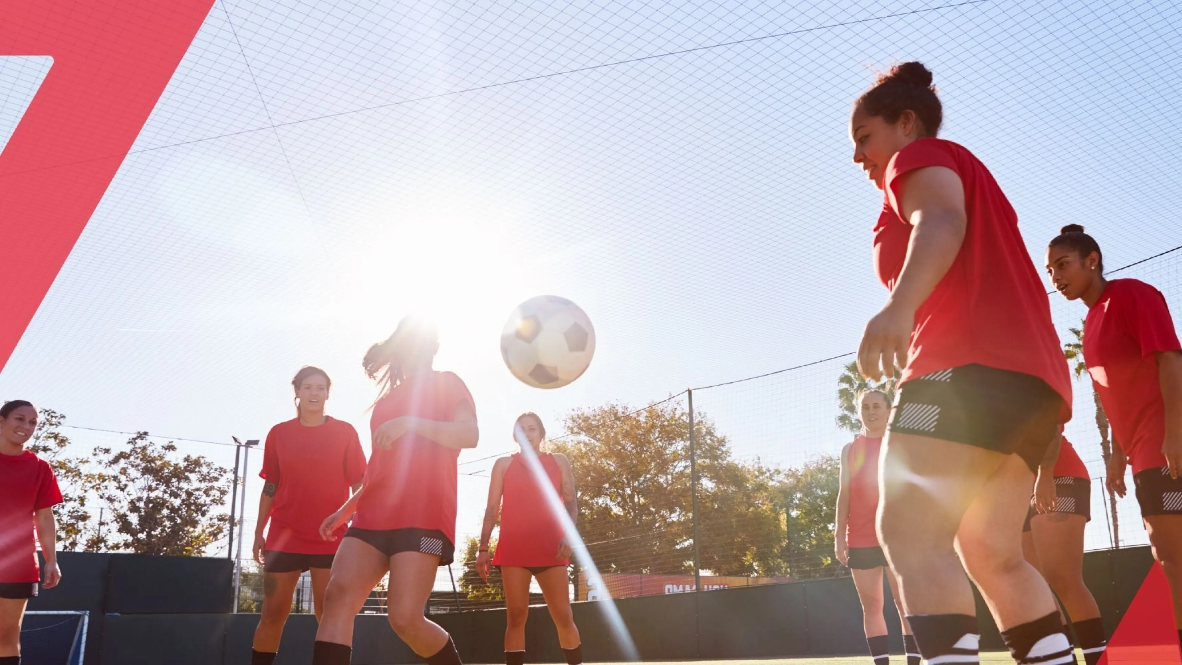 Women playing soccer