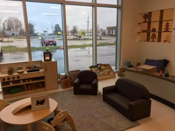 A seating and play area in the Lucan child care centre.