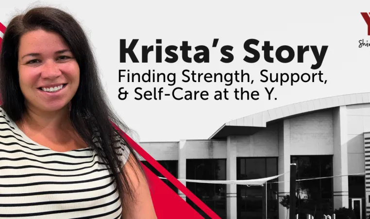 Krista in front of the Sarnia YMCA