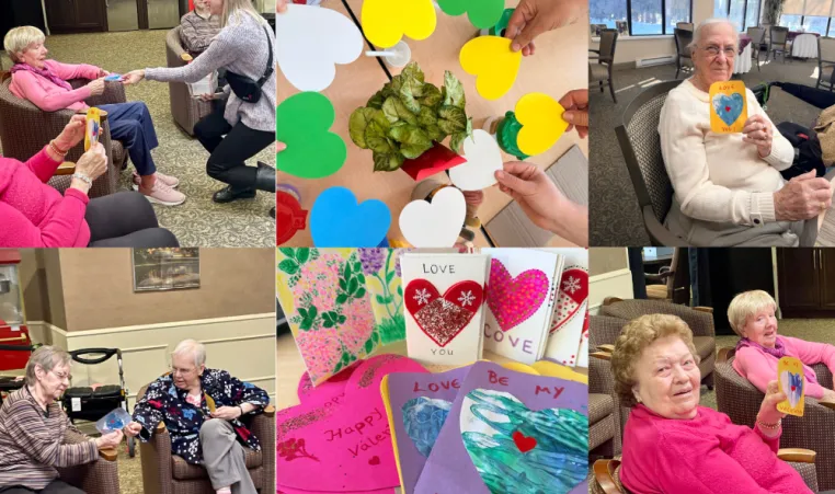 Seniors receiving valentines