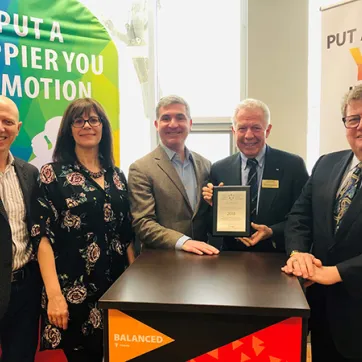 Councellor Michael Van Holst, MPP Teresa Armstrong, CEO Andrew Lockie, Chris Harding of Trillium, and Mayor Ed Holder pose at the completion of renovations.