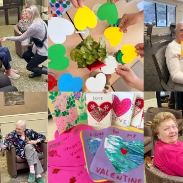 Seniors receiving valentines