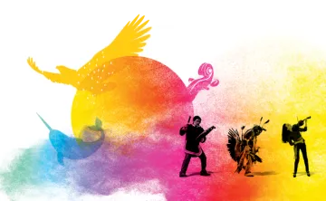 Among the various visual elements illustrating Indigenous cultures, the sun (the summer solstice) is at the center which is at the heart of the festivities. The First Nations, Inuit and Métis as well as the four elements of nature (earth, water, fire and air) are represented in the image and shown opposite. The whole visual is supported by a multicolored smoke* reminding us of Indigenous spirituality but also the colors of the rainbow - symbol of inclusion and diversity of all First Nations, Inuit and Métis