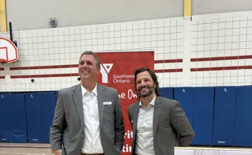 Photo Left to Right: Joe Cebulski, the Y’s Regional Manager for Lambton-Kent, and Paul Skuza, General Manager, Sarnia-Lambton YMCA.
